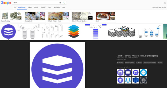 Stack logo in Google Afbeeldingen