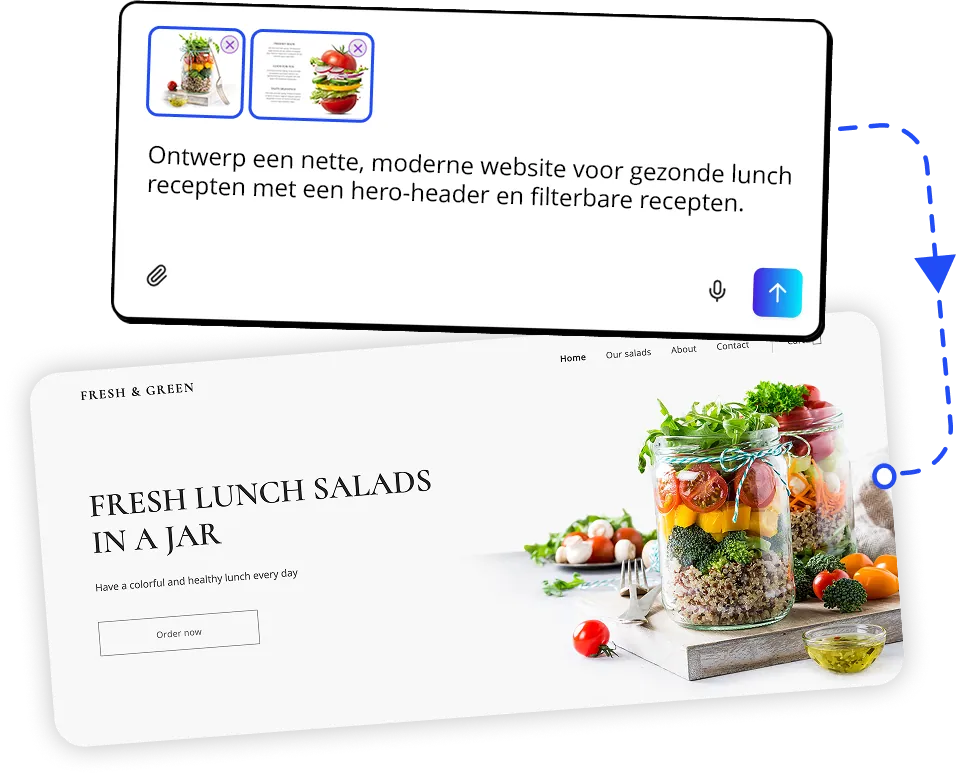 Upload een schets of screenshot: voorbeeld van een app gebouwd met Macaly AI