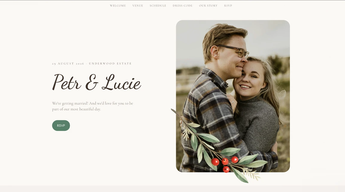 Trouwwebsite met programma en RSVP