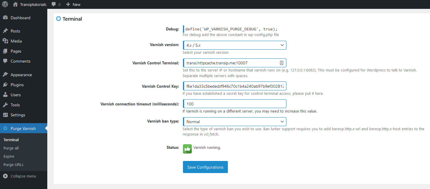 enter the correct settings from your control panel