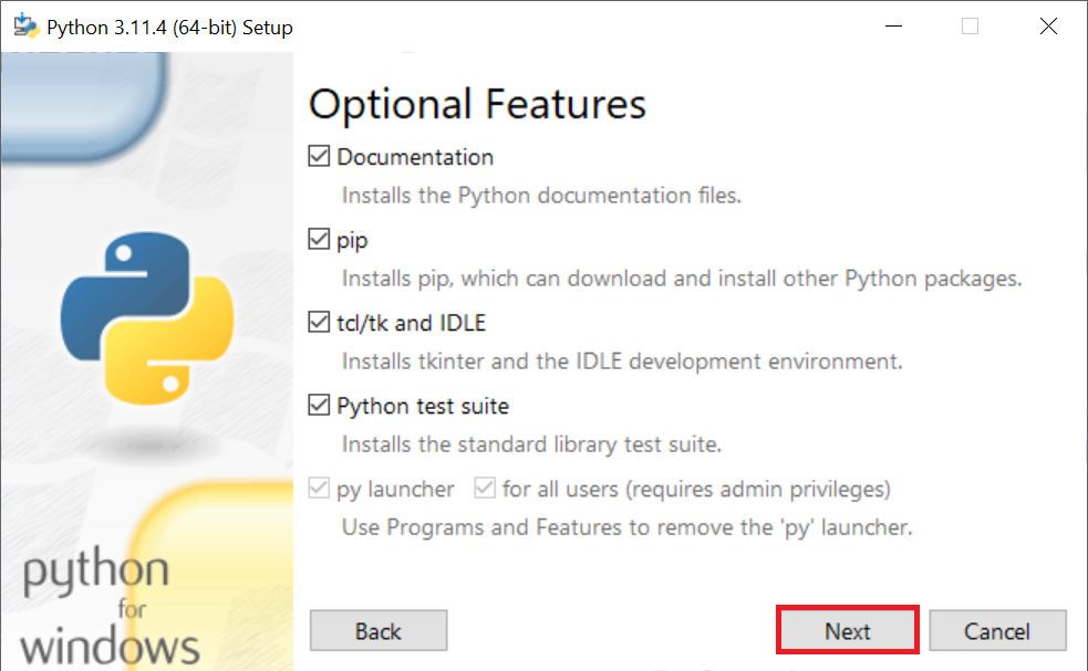 python setup optional features
